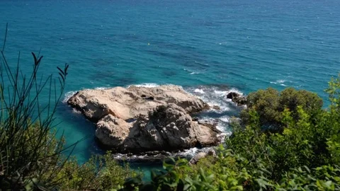 Rocks on the coast of Lloret de Mar Stock Footage 81142079