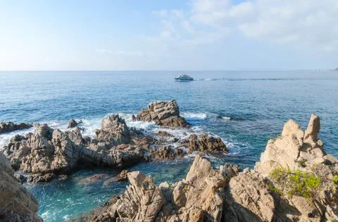 Rocks on the coast of Lloret de Mar Foto stock