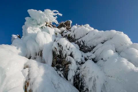 Rocks covered with ice 스톡 사진