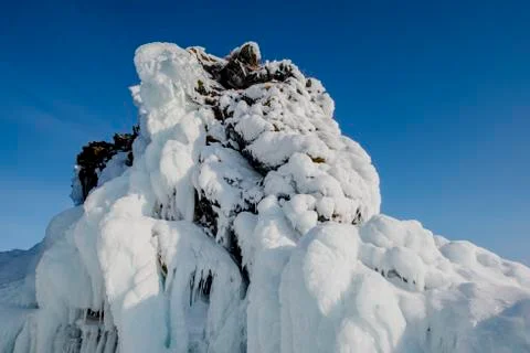Rocks covered with ice 스톡 사진