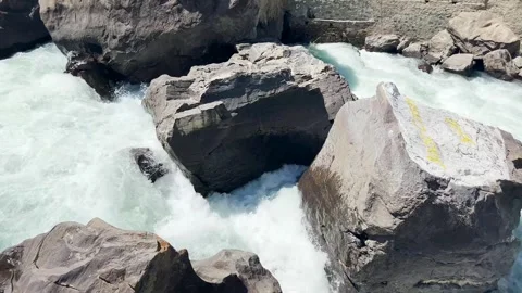 A Rocks Crashing Stream Stock Footage 323855687