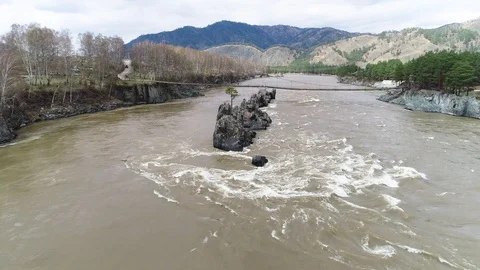 Rocks Dragon's Teeth on the Katun River 3. Altai. Aerial video shooting 動画素材 109478683