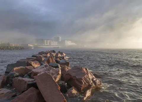 Rocks in the Duluth Harbor Stock Photos