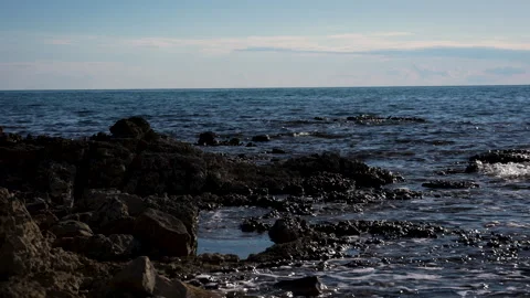 Rocks Facing Lightly Rough Adriatic Sea Stock Footage 341629163