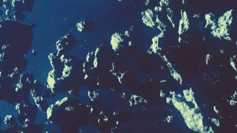 Rocks floating in space captured from a distant viewpoint Stock Footage 344164338