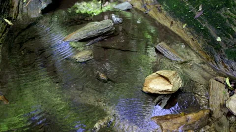 Rocks in flowing reflective river pool 스톡 동영상 53056735