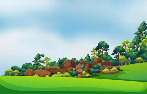 Rocks at the forest Stock Illustration