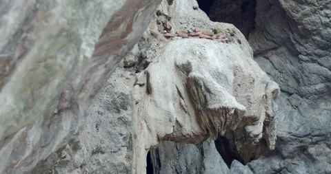 Rocks formed inside the cave.Underground cave with distinct rocky. Stock Footage 270576578