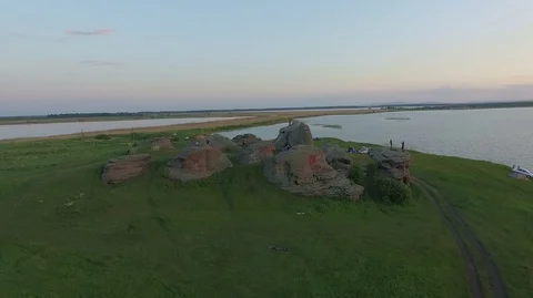 Rocks on a lake Stock Footage 95952356