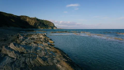 Rocks In The Mediterranean Sea Panoramic View Stock Footage 267833273