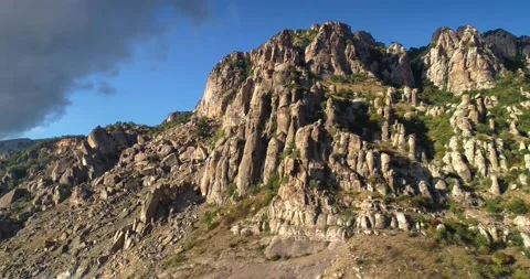 Rocks on Mount Demerdzhi. Landscape and nature of the Crimean peninsula Stock Footage