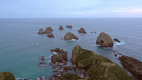 Rocks Nugget Point vertical Stock Footage 78595450