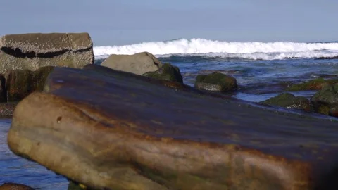 Rocks At The Ocean (Pull Focus) Video stock 102271118