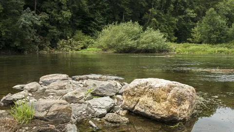 Rocks on the river semois Stock Photos