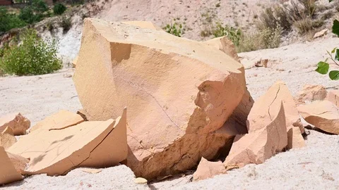 Rocks in a sandy landscape. Spain Stock Footage 115444641