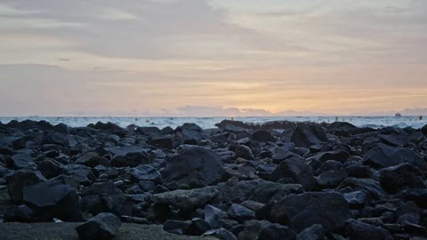 Rocks-sea-breakers-waves-sunset-wet-focusshift Stock Footage 85476053
