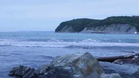 Rocks sea waves Stock Footage 116252831