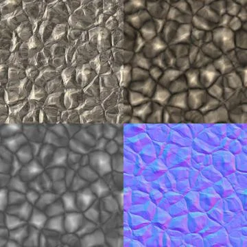 Rocks seamless generated texture (with diffuse, bump and normal map) Stock Illustration