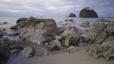 Rocks on shoreline Stock Footage