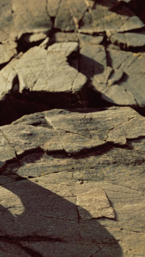 Rocks showing cracks and different textures under natural light Stock Footage 334724948