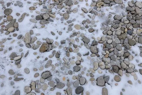 Rocks in snow winter Stock Photos