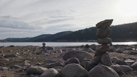 Rocks Stacked on a rocky mountain beach in Nederland Colorado. Stock Footage 120298053