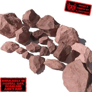 Rocks - Stones 7 Jagged RS49 - Light Red 3D rocks or stones 3D Model
