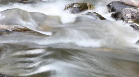 Rocks in stream with smooth flowing water Stock Footage 65264020