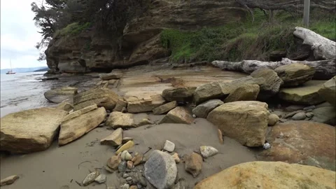 Rocks, Surface, Erosion, Water, Seaside, Waves, Bay, Wet Stock Footage 291986405
