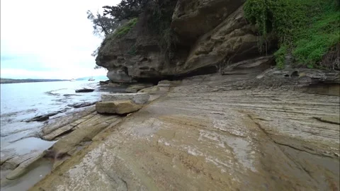 Rocks, Surface, Erosion, Water, Seaside, Waves, Bay, Wet Stock Footage 291986419