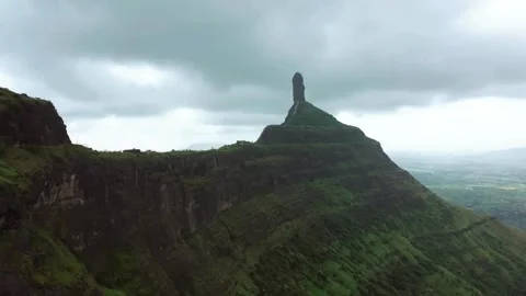 Rocks on the top of mountains, Rainy clouds on sky Stock Footage 285925579