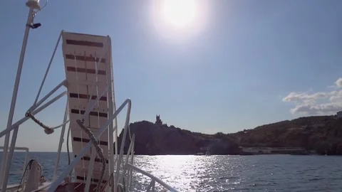 Rocks view from the sea to the coast Stock Footage 168886160