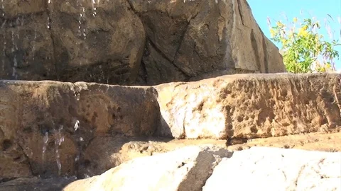 Rocks Waterfall Wide Stock Footage 98680055