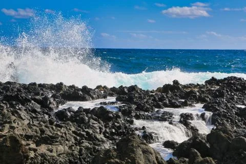 Rocks Wave Splash Stock Photos