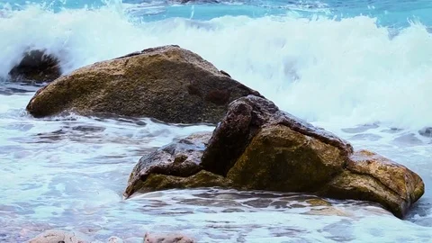 Rocks in a waves Stock Footage 81310205