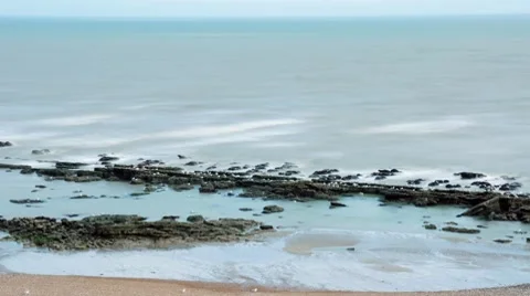 Rocks &amp; Waves Time lapse Stock Footage 7766397