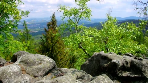 Rocks in the Zittau Mountains in Spring Stock Footage 159398889