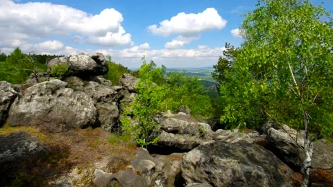 Rocks in the Zittau Mountains in Spring Stock Footage 159659161