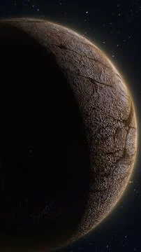Rocky alien planet in deep space with cracked textured surface, dramatic sh.. Stock Illustration