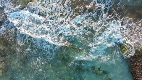 Rocky area in front of Cala Comte beach at sunset. Stock Footage 256166852