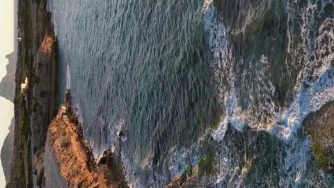 Rocky area in front of Cala Comte beach at sunset. Stock Footage 256167023