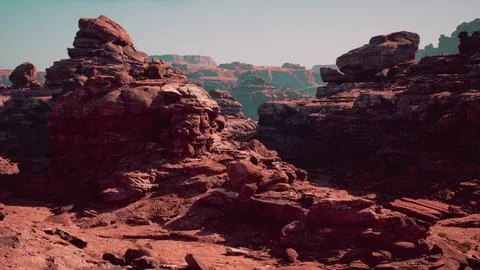 A rocky area with rocks and a sky in the background Stock Illustration