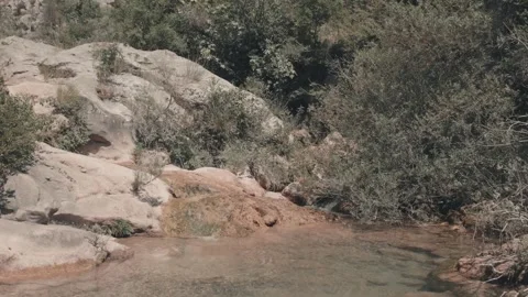 A rocky area with a stream running through it Stock Footage 280500003