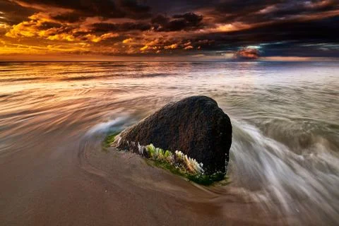 Rocky baltic seascape in the evening Stock Photos