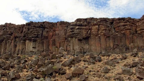 Rocky basalt column erosion cliffs broken drive wide Steens Mountain Oregon 9 Stock-Footage 81861612