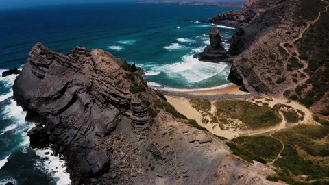Rocky beach (aerial view) Stock Footage 156619201