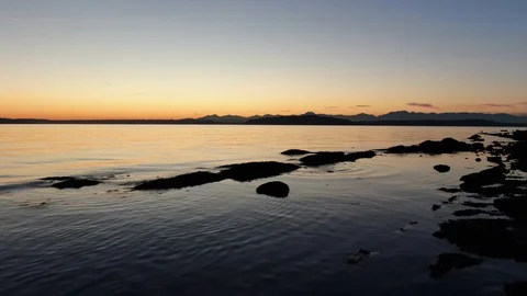 Rocky Beach on Alki Point at sunset. Stock Footage 105247109