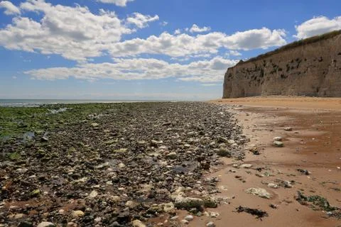 Rocky beach and cliffs at Joss Bay Stock Photos