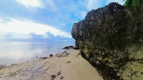 Rocky beach and waterfall Video stock 229680920