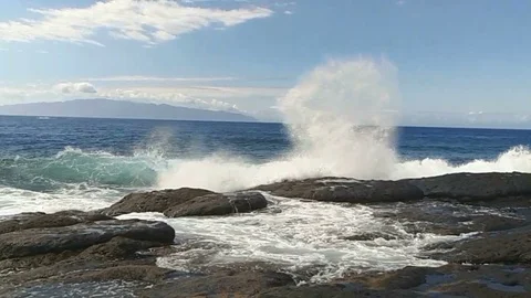 Rocky beach and waves. Stock Footage 82574977